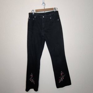 Watch LA Black Embroidered Boor Cut High Rise Jeans Size 12